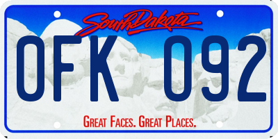 SD license plate 0FKO92