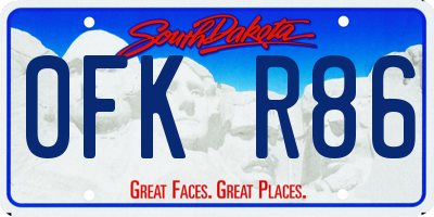 SD license plate 0FKR86
