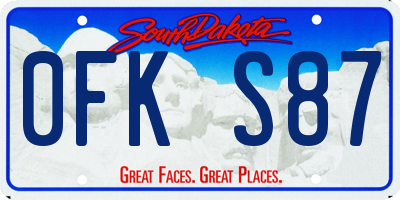 SD license plate 0FKS87