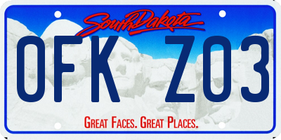 SD license plate 0FKZ03