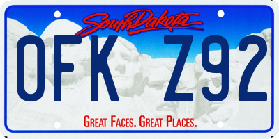 SD license plate 0FKZ92