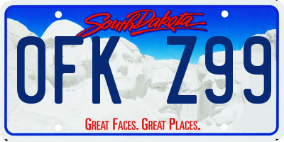 SD license plate 0FKZ99