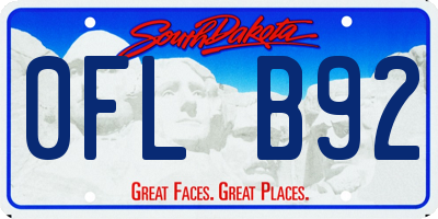 SD license plate 0FLB92