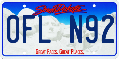SD license plate 0FLN92