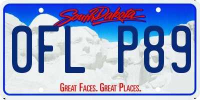 SD license plate 0FLP89