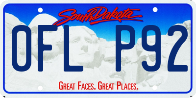 SD license plate 0FLP92
