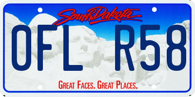SD license plate 0FLR58