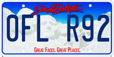 SD license plate 0FLR92