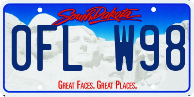 SD license plate 0FLW98