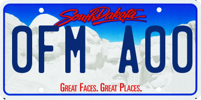 SD license plate 0FMA00