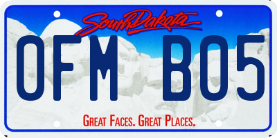 SD license plate 0FMB05
