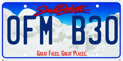 SD license plate 0FMB30