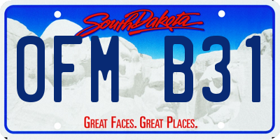 SD license plate 0FMB31
