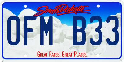 SD license plate 0FMB33