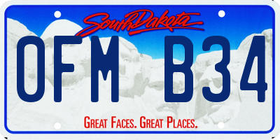 SD license plate 0FMB34