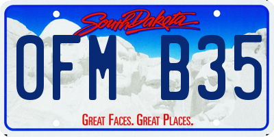 SD license plate 0FMB35