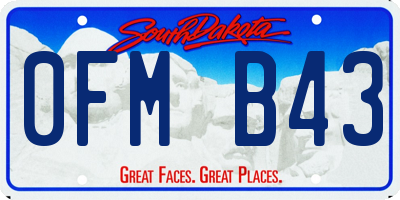 SD license plate 0FMB43