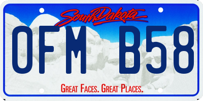 SD license plate 0FMB58