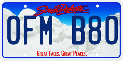 SD license plate 0FMB80