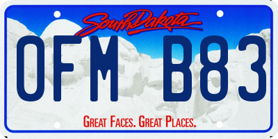 SD license plate 0FMB83