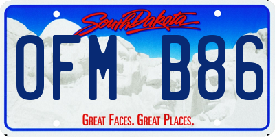 SD license plate 0FMB86