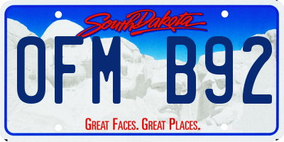 SD license plate 0FMB92