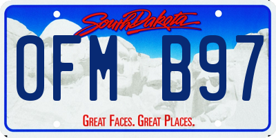 SD license plate 0FMB97