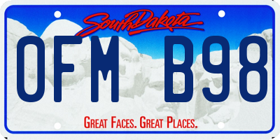 SD license plate 0FMB98