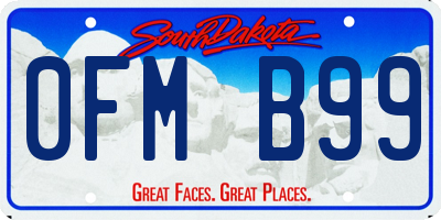 SD license plate 0FMB99