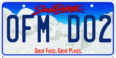 SD license plate 0FMD02