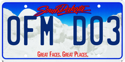 SD license plate 0FMD03