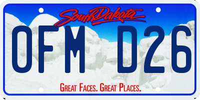 SD license plate 0FMD26
