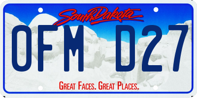 SD license plate 0FMD27
