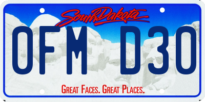 SD license plate 0FMD30