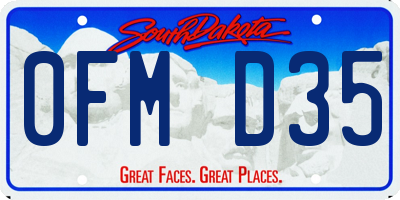 SD license plate 0FMD35