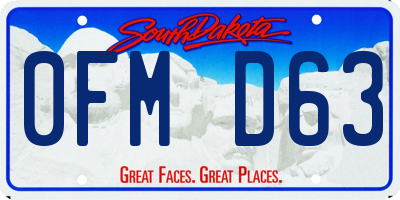 SD license plate 0FMD63
