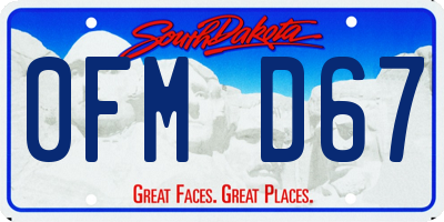 SD license plate 0FMD67