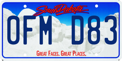SD license plate 0FMD83