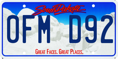 SD license plate 0FMD92