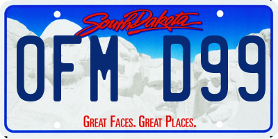 SD license plate 0FMD99
