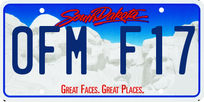 SD license plate 0FMF17