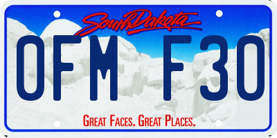 SD license plate 0FMF30