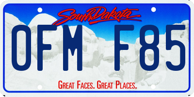 SD license plate 0FMF85