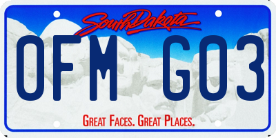 SD license plate 0FMG03