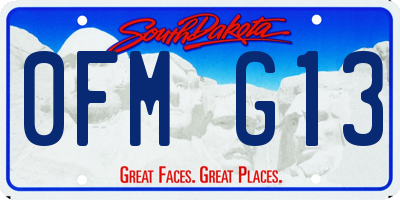 SD license plate 0FMG13