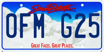 SD license plate 0FMG25
