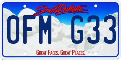 SD license plate 0FMG33