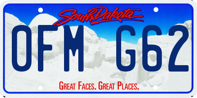 SD license plate 0FMG62