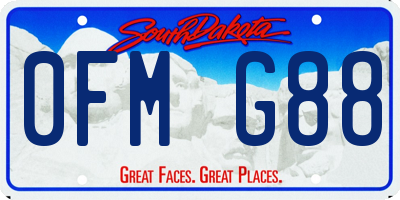 SD license plate 0FMG88