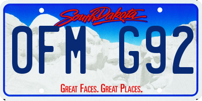 SD license plate 0FMG92